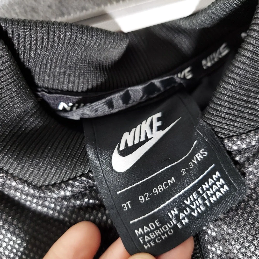 Nike Kids Bomber Jacket 3T Black Just Do It Zip Up Textured Pockets Outerwear